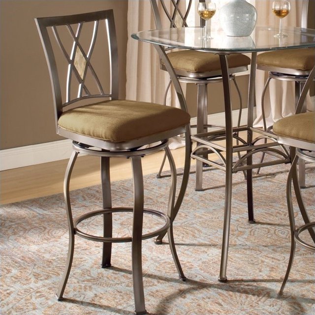Hillsdale Brookside 30" Diamond Back Swivel Bar Stool in Metallic Brown