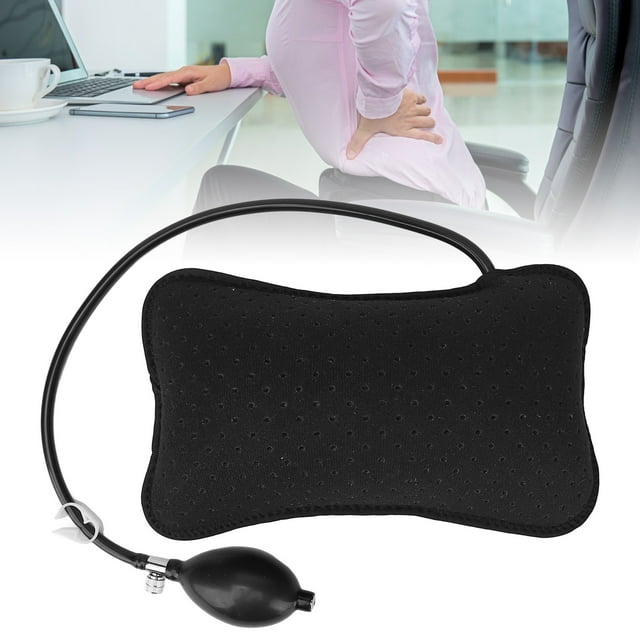 Inflatable Lower Back Pillow, Inflatable Lumbar Pillow Black Pain Relief for Office