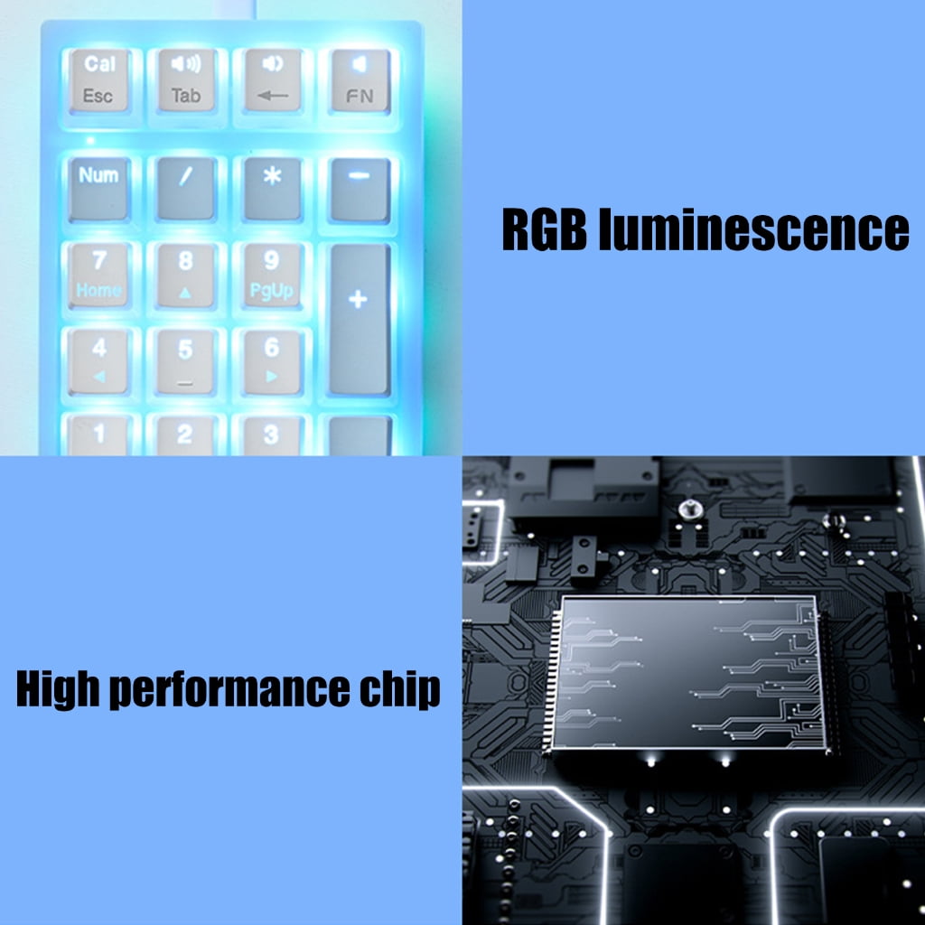 NEXAVKPR Mechanical Numeric Keypad Hot-Swap Switches Corded Gaming Keypad LED Backlit Keycap Numpad Portable Keypad Extended Layout