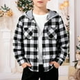 thumbnail image 2 of Mercatoo Youth Boys Plaid Hoodies Button Front Pockets Thin Hooded Sweatshirts Teen Kids Soft Fall Casual Cardigan Jackets, 2 of 4