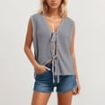 thumbnail image 2 of Wuxian Vest For Women Knit Sweater Vest Sleeveless Solid Color Lace Up Front Open Cardigan Casual Cover Up Tunic Top Soft Stretchy Loose Fit Waistcoat Winter Clothing Dressy Casual Soft,Grey,Xl, 2 of 5