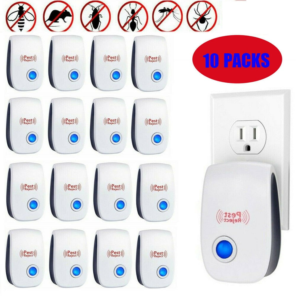 10x Electronic Ultrasonic Pest Repeller Reject Mosquito Cockroach Mouse Killer L 