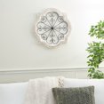 DecMode White Wooden Scroll Wall Decor with Metal Scroll Work