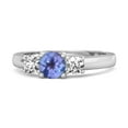 thumbnail image 2 of Mooneye 0.10 Ctw Round Tanzanite 925 Sterling Silver Three Stone Women Engagement Ring, 2 of 4