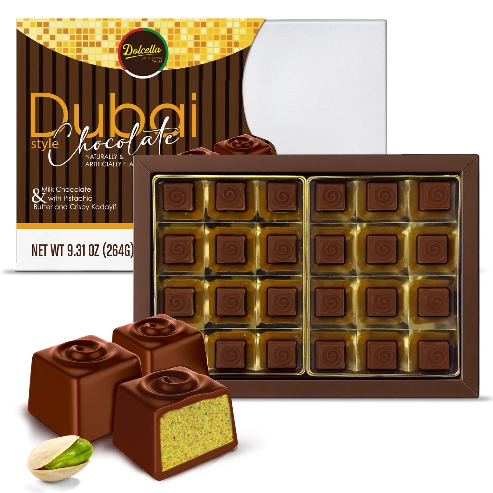 Dolcella - Dubai Milk Chocolate with Pistachio Butter & Crispy Kadayıf Gift Box 9.31 oz (264g)