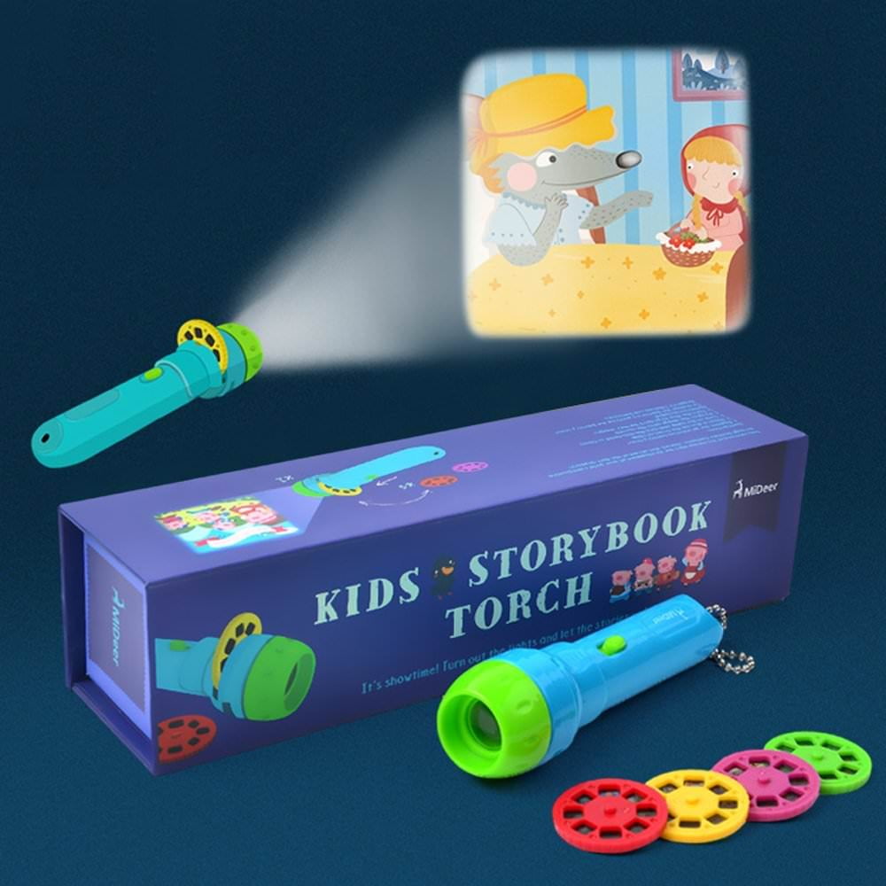 dibujos animados Kids Flashlight Storybook Torch máquina de aprendizaje HD animación Juguete de proyección para niños juguete educativo temprano 