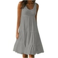 thumbnail image 2 of Wiyuqeen Summer Tiered Mide Sundresses for Women Simple Solid Color Tankdresses Casual Loose Flowy Sleevelessdresses Soft Trendy U Neckdresses, 2 of 5