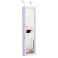 thumbnail image 1 of Topbuy Door Mounted Mirrored Jewelry Cabinet with LED Lights, Lockable, White, 1 of 7