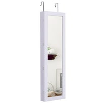 Patiojoy Door Mounted Mirrored Jewelry Cabinet Dressing Storage Box with LED lights White