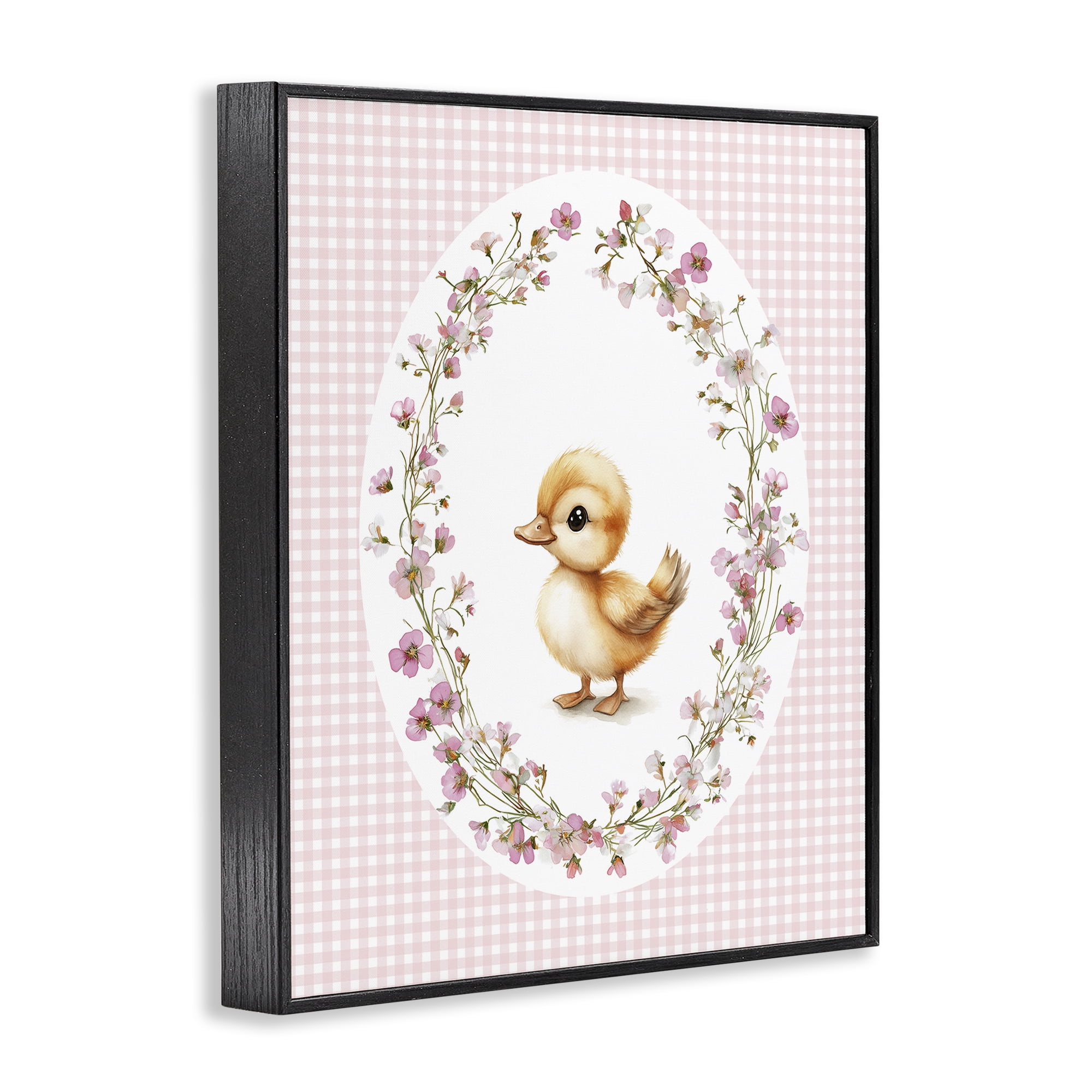 Stupell Industries Spring Gingham Duckling Black Framed Giclee Art, design by Christine Simpson Art