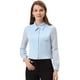 thumbnail image 1 of INSPIRE CHIC Blusa de chifón con botones y manga transparente texturizada para mujer Azul claro XS, 1 of 5