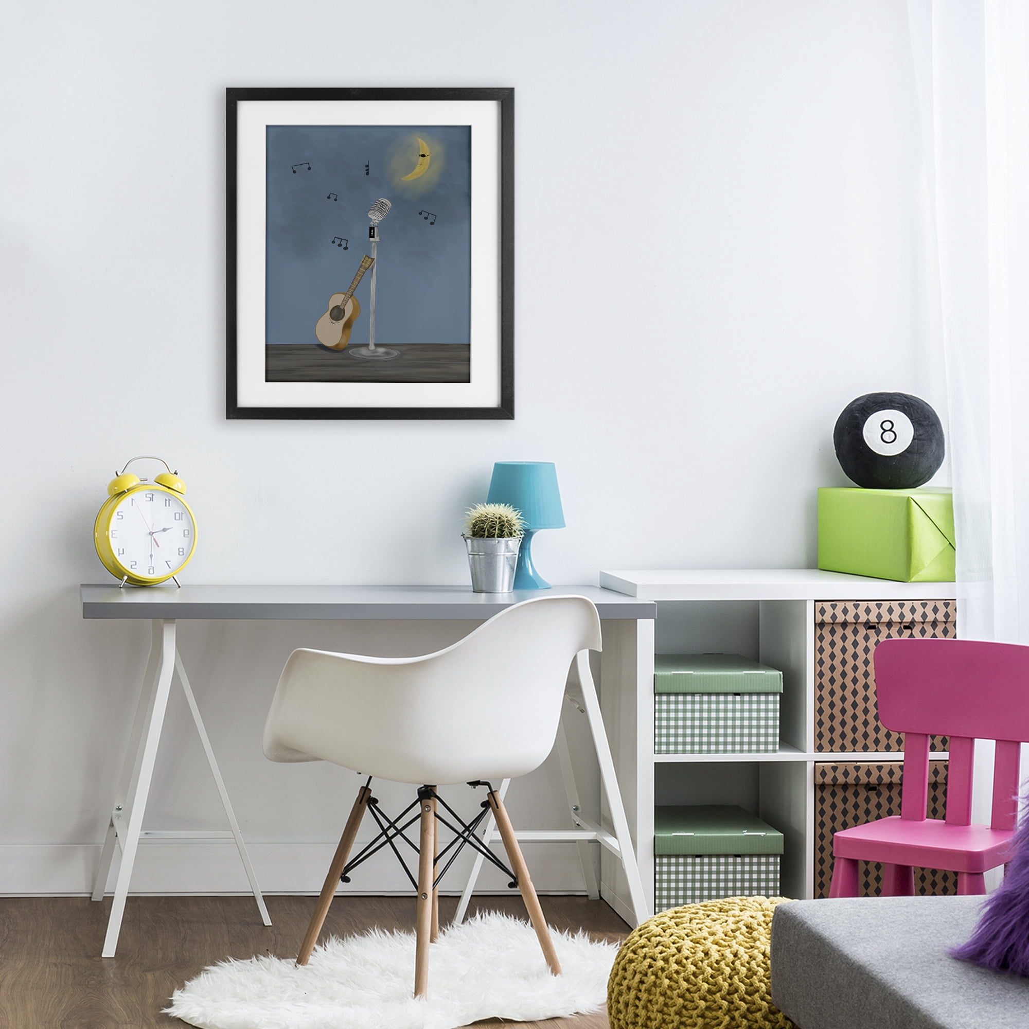 Stupell Industries Music And Moon Stage Black Framed Print Under Glass, design by Leslie Hermosa