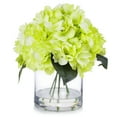 thumbnail image 1 of Enova Home Artificial Flowers Large Silk Hydrangea Fake Flowers Arrangement in Cylinder Glass Vase with Faux Water for Home Office Wedding Decoration (Green), 1 of 4