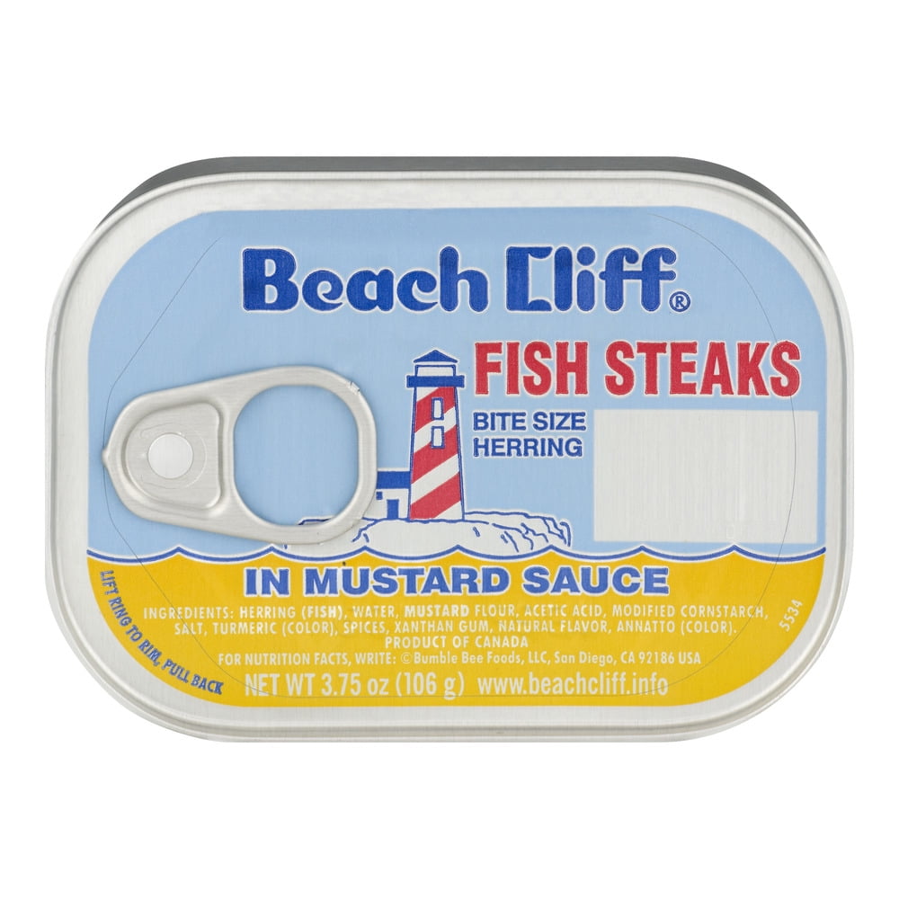 Beach Cliff Bite Size Herring In Mustard Sauce Fish Steaks, 3.75 oz by Bumble Bee Foods, LLC