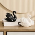 thumbnail image 3 of 2 Pieces White Black-Swan Sculpture Decor, Elegant Ceramic Swan Couple Figurine Statue for Home Office Decor, 3 of 6