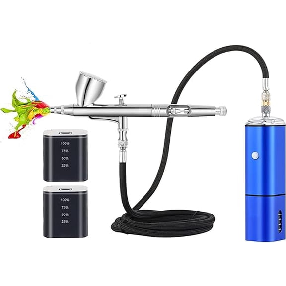 Auto stop cordless airbrush kit with compressor kit,rechargeable dual action air brush gun,connect with different airbrush pens to spray paints for multi use