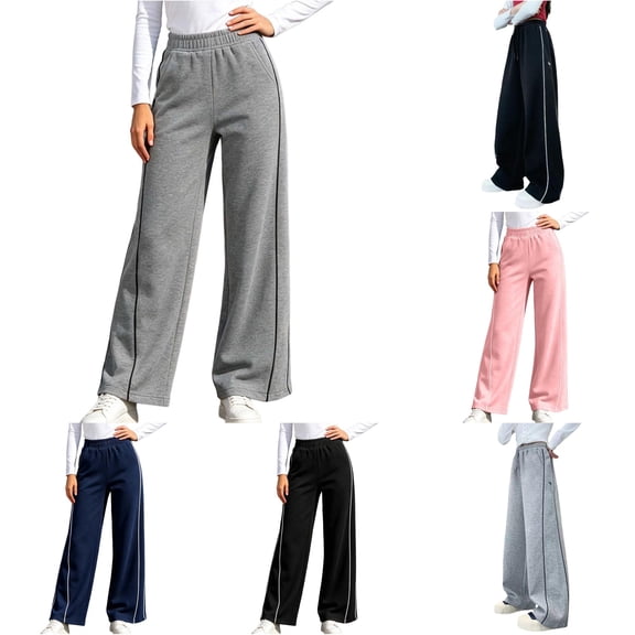 Girls Sweatpants Straight Leg Joggers School Uniform Pants for Girls Kids Grey Athletic Clothes 11-12 Years