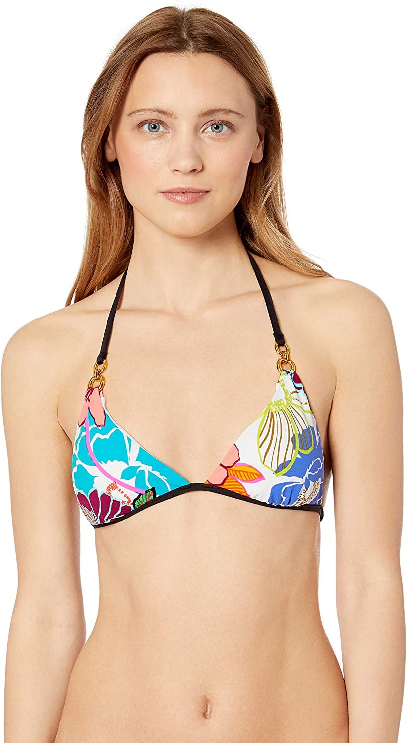 Trina Turk Womens Triangle Halter Hipster Bikini Swimsuit Top
