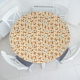 thumbnail image 3 of Ambesonne Cat Fitted Round Tablecloth, Kitties Doing Yoga Paws, 56"- 60" Diameter, Cream Orange Brown, 3 of 5