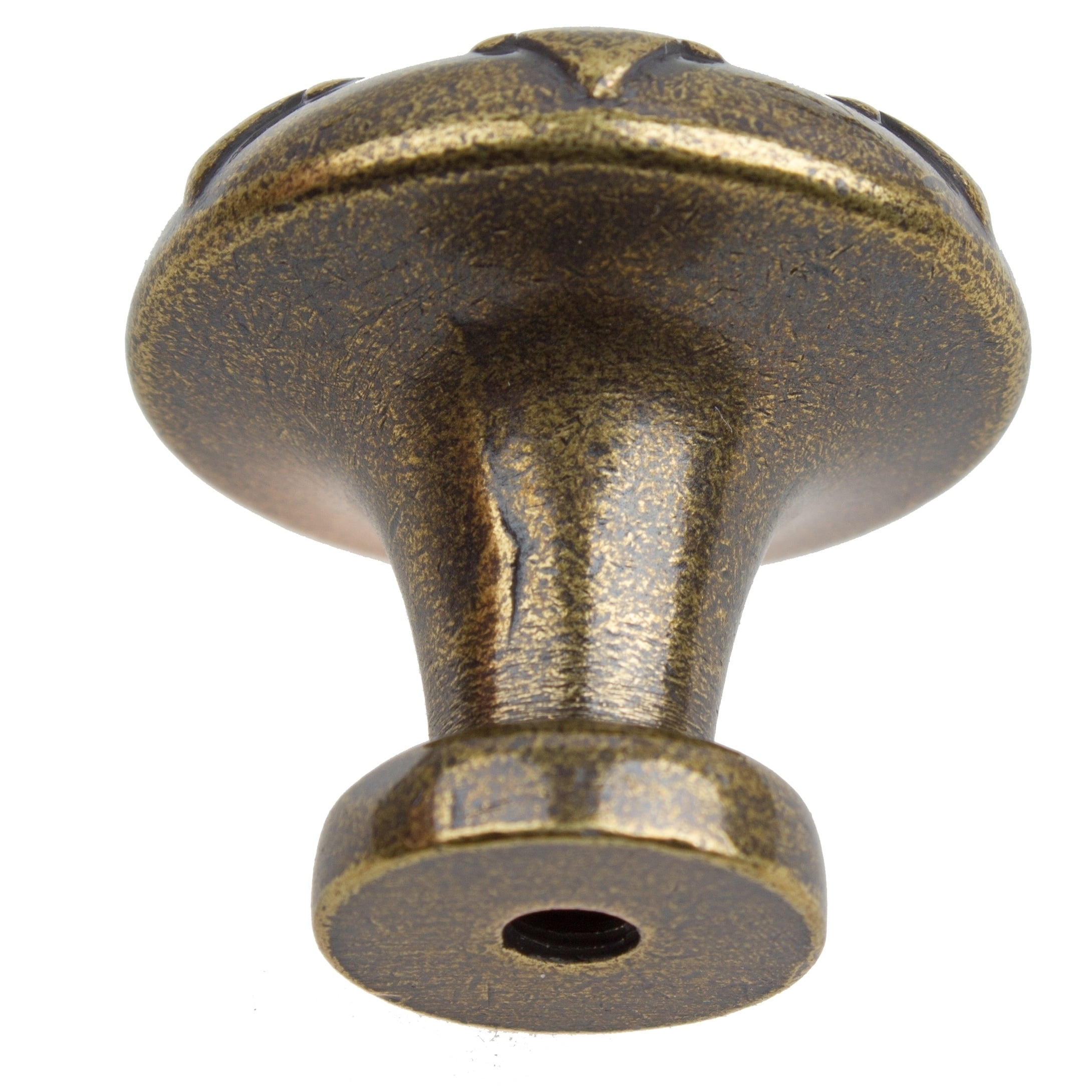 GlideRite 1-1/8 in. Round Snowflake Cabinet Knob, Antique Brass, Pack of 5