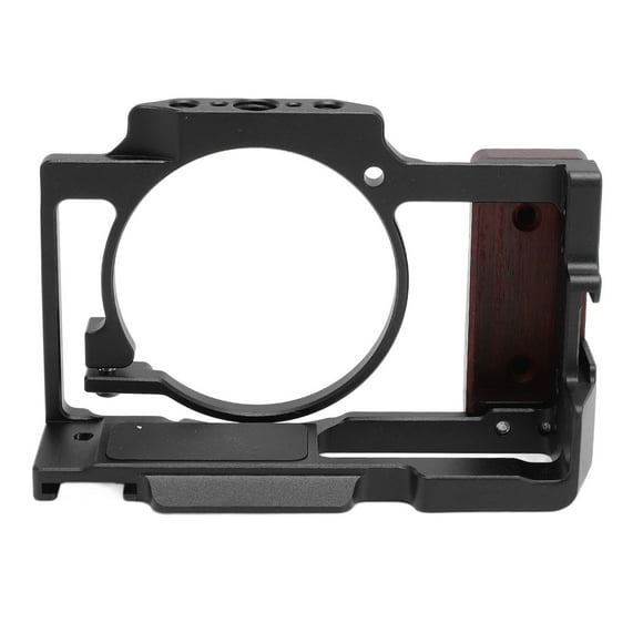 Camera Cage ZV1 Cadre Vidéo en Aluminium avec Trous de Vis de 1/4 Pouce Support de Rail Froid Poignée en Bois pour Microphone Lumière