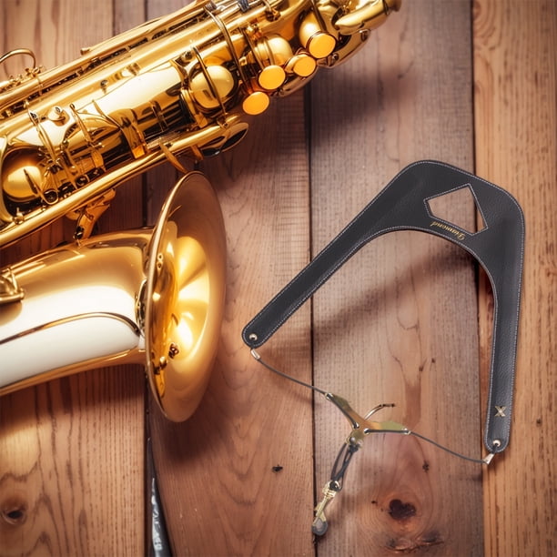 Correa de hombro de saxofón de cuero ajustable Saxófono Cuerpo de doble hombro Correa de hombro Accesorios de instrumentos musicales