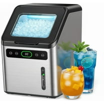 Philergo Nugget Ice Makers Countertop, 45lbs/24H with Self-Cleaning Function and Timer, Ice Maker Machine with Basket/Scoop for Home/Kitchen/Office, Stainless Steel