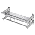 thumbnail image 6 of Stainless Steel Double Towel Rack Wall Mount Bathroom Shelf Bar Rail Hotel Style, 6 of 14