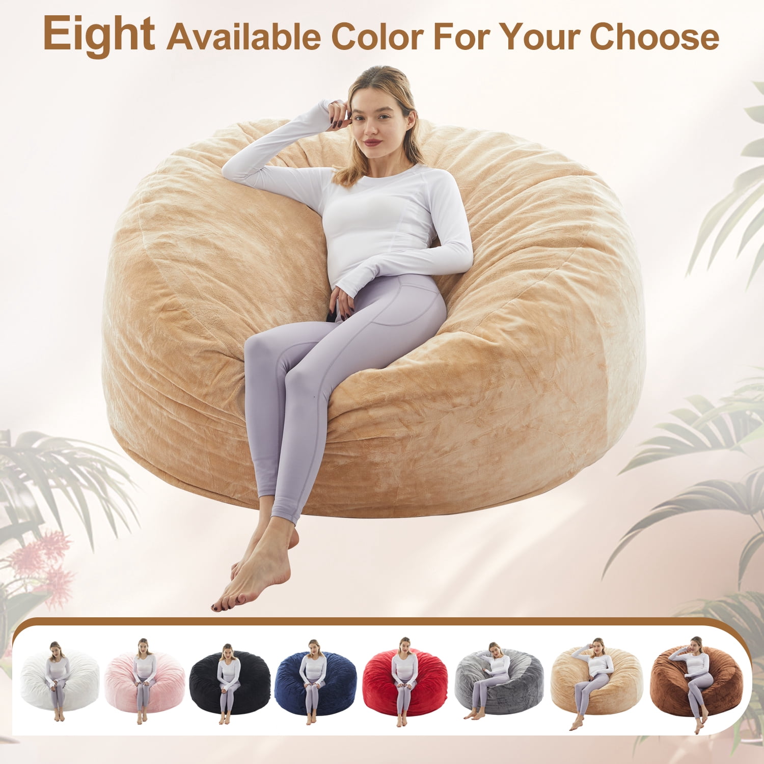 LaoGeoRon 3ft Indoor Bean Bag Chairs for Adults with Filling,Memory Foam Lazy Beanbag Sofa with Removable Washable Flannel Cover