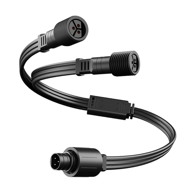 Cable de extensión para luces de exterior, portátil, para decoración navideña, divisor en Y para luces de exterior, para fiestas, Halloween y Acción de Gracias. 1 macho por 2 hembras