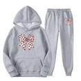 thumbnail image 4 of HOWPAY Sweatsuits Women 2 Piece Outfit Long Sleeve Bow Printed Valentines Hooded Pullovers Tops and Jogger Sweatpants Sets Lightweight Soft Lounge Sets Grey XXXL, 4 of 4