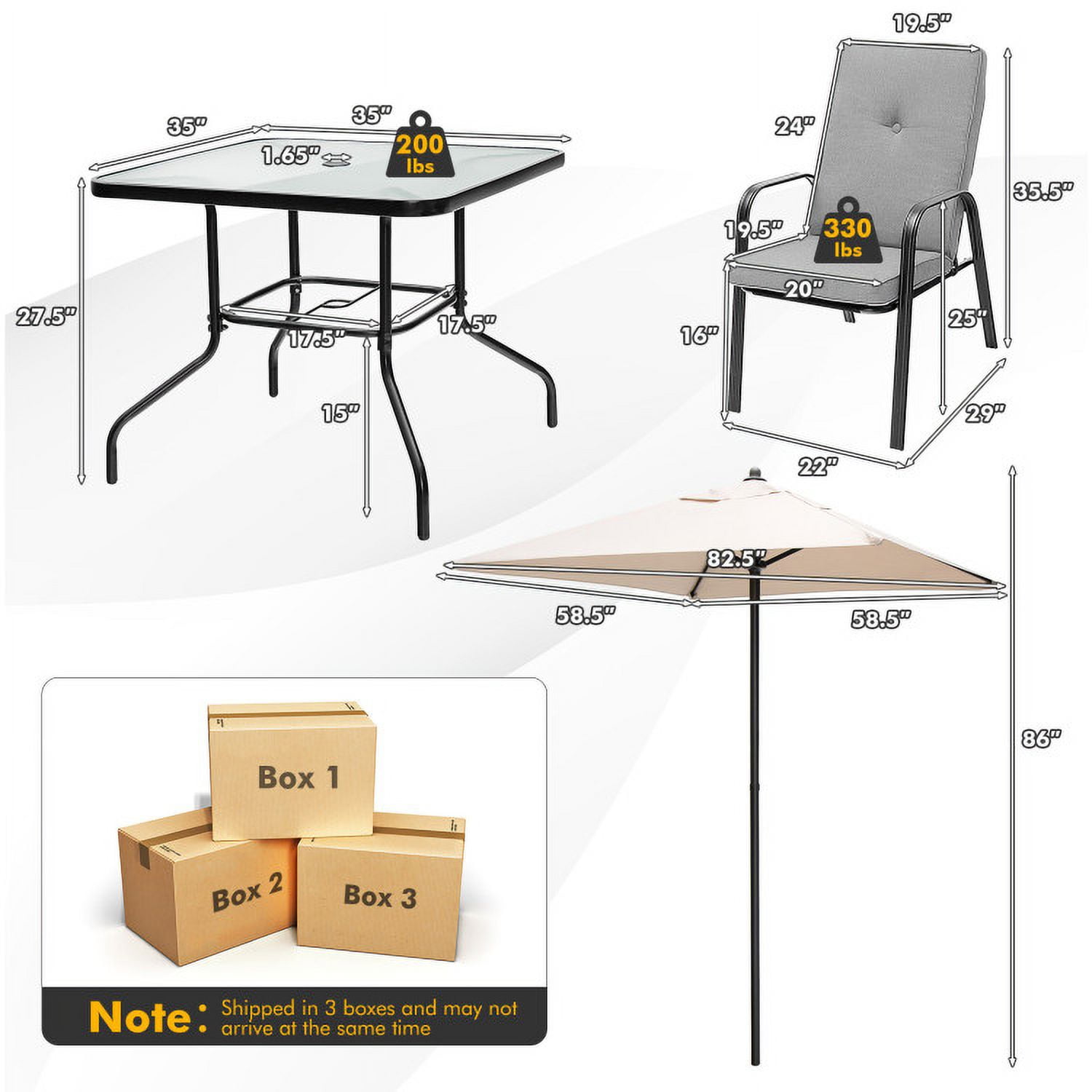 Aimee Lii 6 Pieces Patio Dining Set with Umbrella and Stackable Cushioned Chairs, Outdoor Patio Furniture Aimee Lii 6 Pieces Patio Dining Set with Umbrella and Stackable Cushioned Chairs, Outdoor Patio Furniture