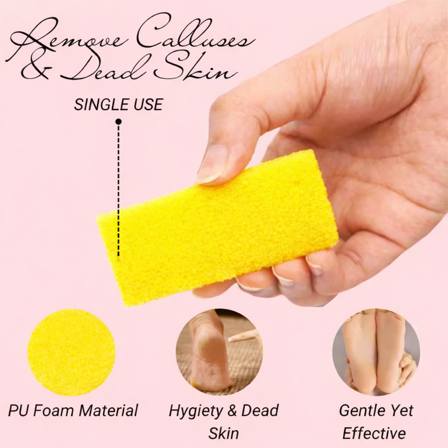 TP Plastic Disposable Foot Scrubber Sponge Pads Pedicure Pumice Stone for Feet Callus Remover Medium Coarse Yellow 1600Pcs
