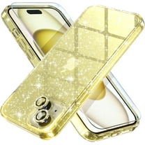 Compatible for iPhone 15 Case, Women Cute Clear Glitter Bling Sparkly Case, 6.1-inch (Glitter Yellow)