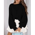 thumbnail image 2 of Suéter PRETTYGARDEN Negro Mediano de Punto Grueso Oversized, 2 of 8