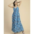 thumbnail image 2 of Moomaya Shoulder Straps V Neck Printed Rayon Dress - Women's Boho Maxi Dress, 2 of 9