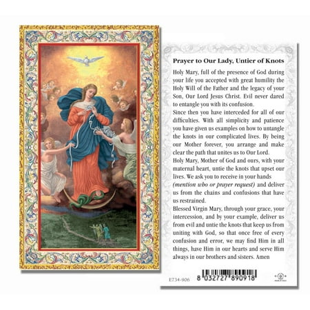 

Our Lady Untier of Knots Gold-Stamped Catholic Prayer Holy Card with Prayer on Back Pack of 100