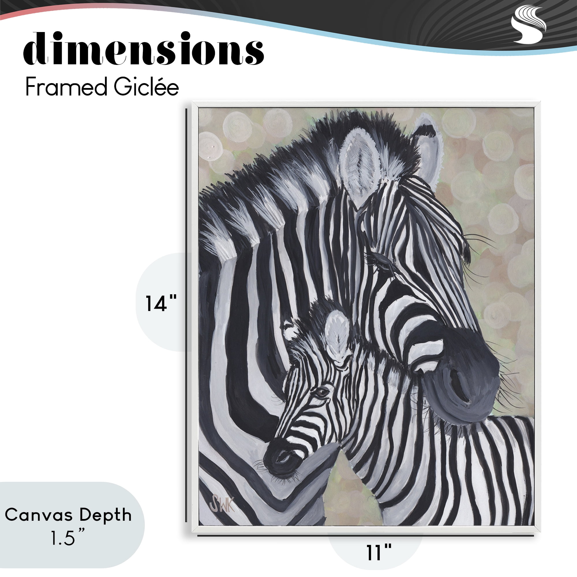 Stupell Industries Mama Zebra & Her Foal White Framed Giclee Art, design by Sarah Waldron Kimball