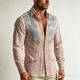 thumbnail image 4 of Yaoyar Mens Hawaiian Floral Long Sleeve Shirt Tropical Button Down Printed Aloha Shirts Wedding Beach Vacation with Pocket, 4 of 4