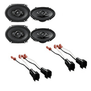 4 Pioneer 6 x 8" 4-Way Speakers + Wire Harness Speaker Connectors Fit Select Ford GM Chevy Lincoln Mercury Mazda