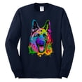thumbnail image 2 of Wild Bobby, Colorful Happy German Shepherd Dog Animal Lover Mens Long Sleeve Shirt, Navy, Medium, 2 of 3