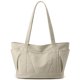 thumbnail image 1 of Bolso tote grande de lona para mujer, bolso de hombro informal con cremallera y bolsillo para viajes, playa, trabajo e compras., 1 of 8
