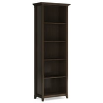 Simpli Home Acadian SOLID WOOD 72 inch x 26 inch Transitional 5 Shelf Bookcase in Brunette Brown