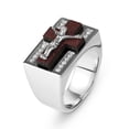 thumbnail image 2 of Stainless Steel White Cubic Zirconia Wood Crucifix Cross Men's Ring Size 10, 2 of 2