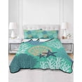 thumbnail image 3 of Aqua Gray Shell Coral Twin Size Down Alternative Comforter,Lightweight Comforter Quilt Bedding Set with Pillow Shams Coastal Summer Beach Nautical Ocean All Seasons Bed Comforter Duvet Insert 68"x86", 3 of 7