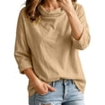 thumbnail image 3 of Cowl Neck Tunic Shirt for Womens Soft Drape Long Sleeve Pullovers Tops Trendy 2026 Soild Color Casual, 3 of 9