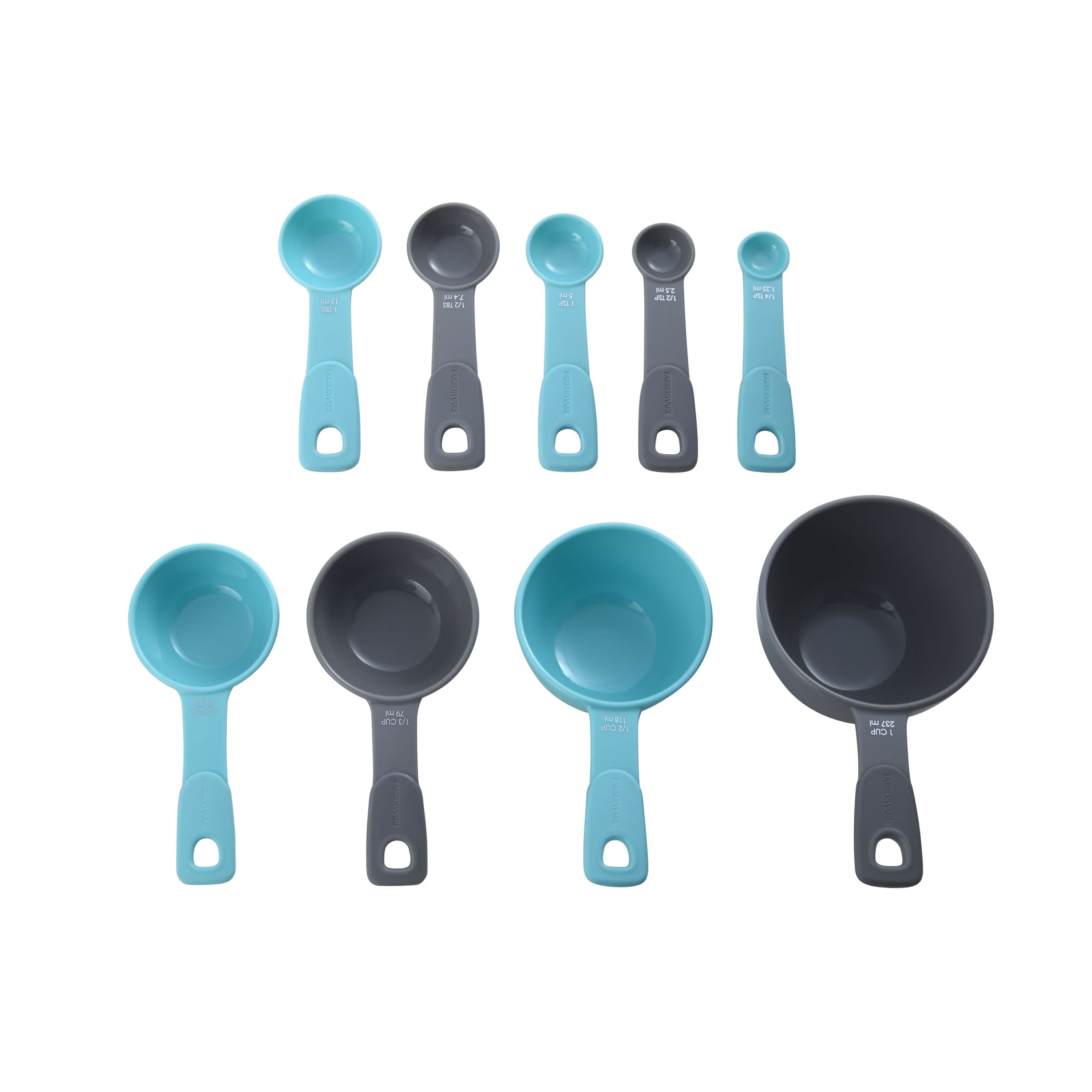 Farberware Professional 9 Piece Soft Measuring Set In Aqua And Grey Walmart Com