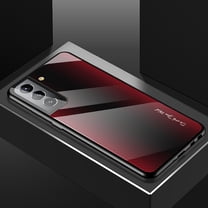 ELEHOLD for Samsung Galaxy S23 5G Textured Glass Case, 9H Glass PC Panel TPU Soft Border Camera Protection Drop Resistant Anti-Scratch Shockproof Case for Samsung Galaxy S23,Red