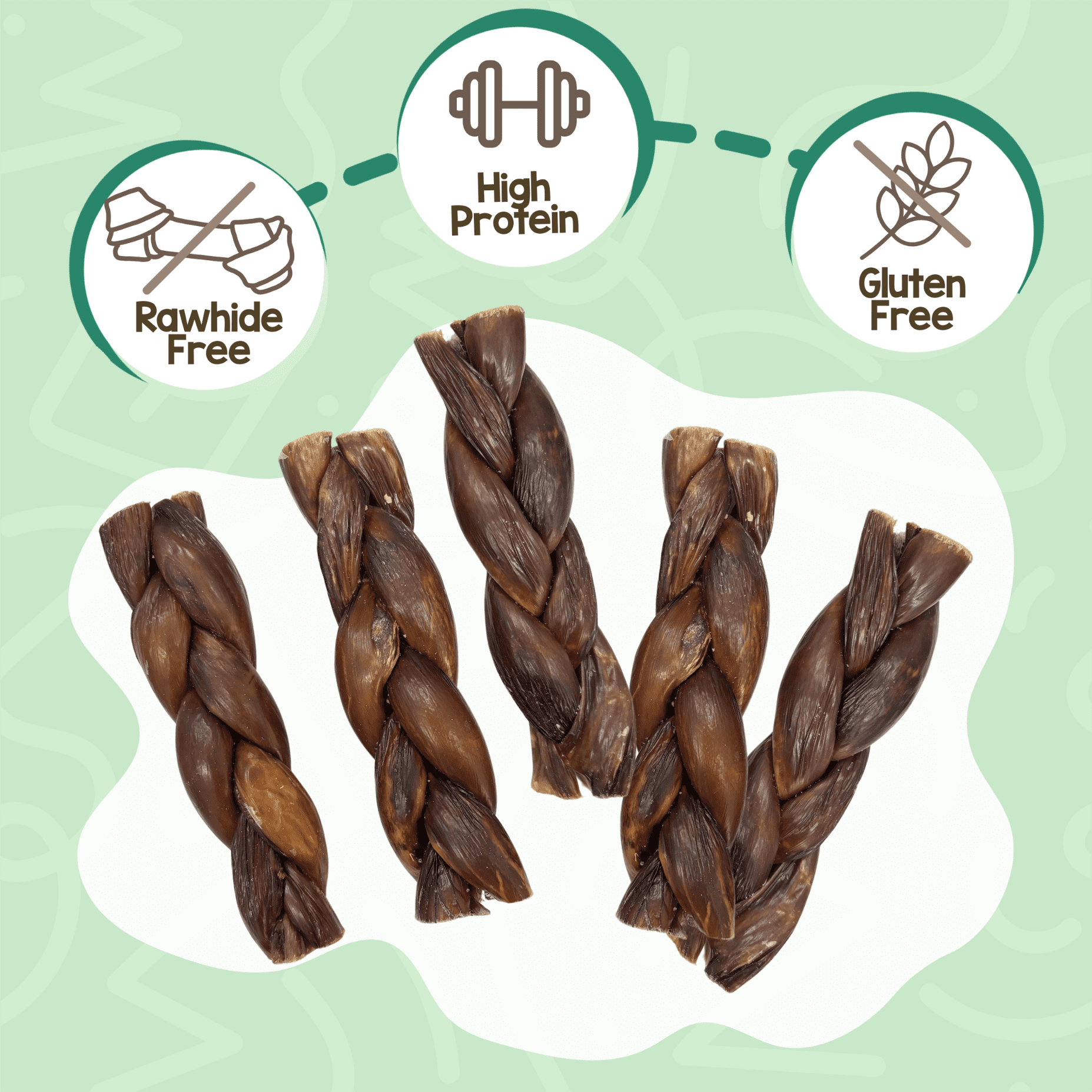 Nature Gnaws Braided Beef Chews, Natural Dog Chew Treats (3 count)