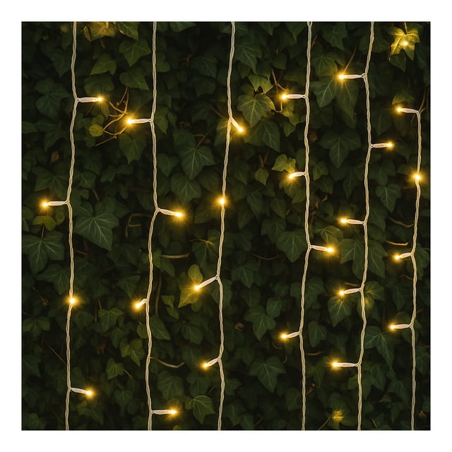Mainstays Solar LED Curtain Light with 96 Lights - Warm White